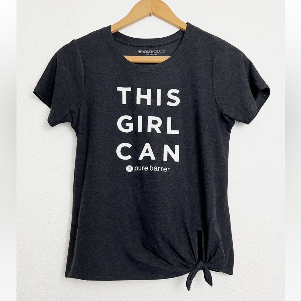 BEYOND YOGA X PURE BARRE Small “This Girl Can” Side Tie T-Shirt